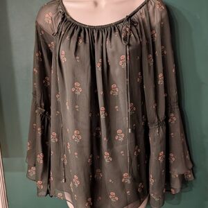 Floral Sheer Sleeve Blouse